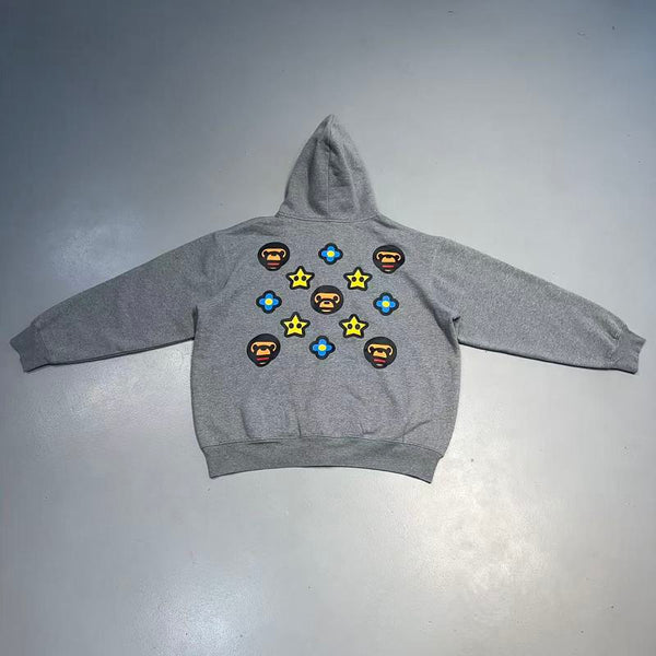 A Bathing Ape BAPE Baby Milo Multi-Patch Pullover Hoodie - Grey
