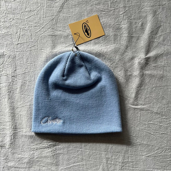 Chulez Knit Beanie - Light Blue/White
