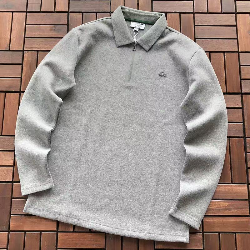 Lacoste Grey Long-Sleeve Zip Polo