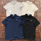 Lacoste Textured Short-Sleeve Button-Up Shirt