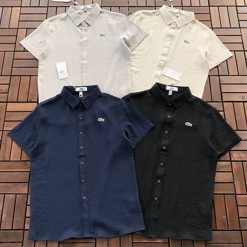 Lacoste Textured Short-Sleeve Button-Up Shirt