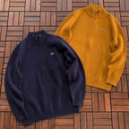 Lacoste Navy Mustard Quarter-Zip Sweater