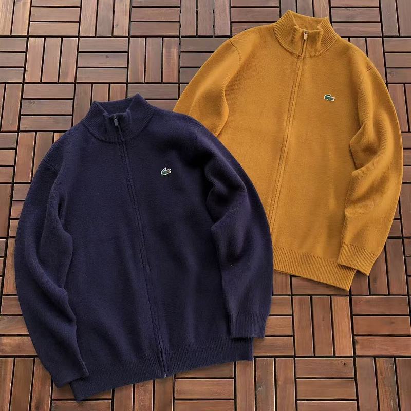 Lacoste Navy Mustard Quarter-Zip Sweater