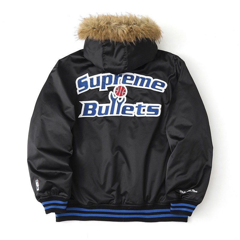 Supreme Basketball Fur-Trim Hooded Bomber Jacket