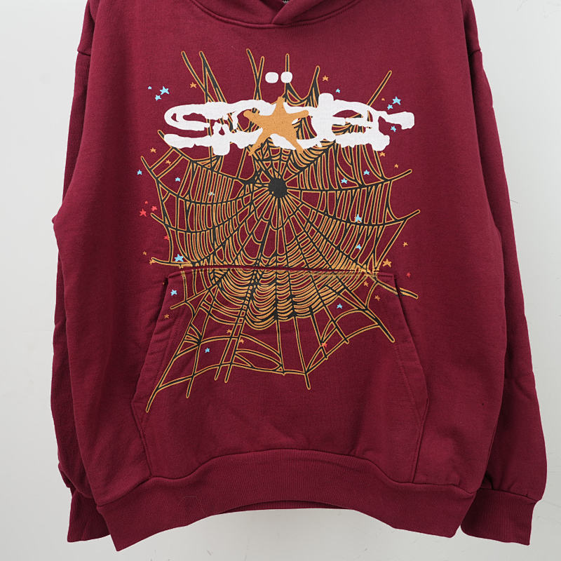 Sp5der Logo Hoodie Maroon