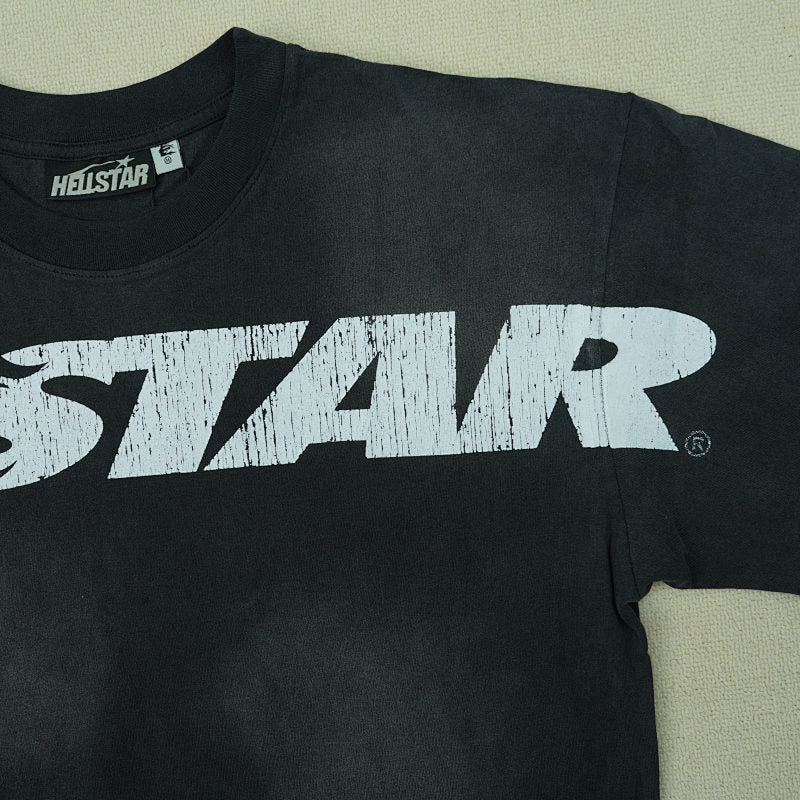 Hellstar Cartoon Logo Glitter Logo T-Shirt Black