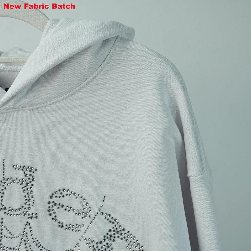 Sp5Der Rhinestone Logo Hoodie White