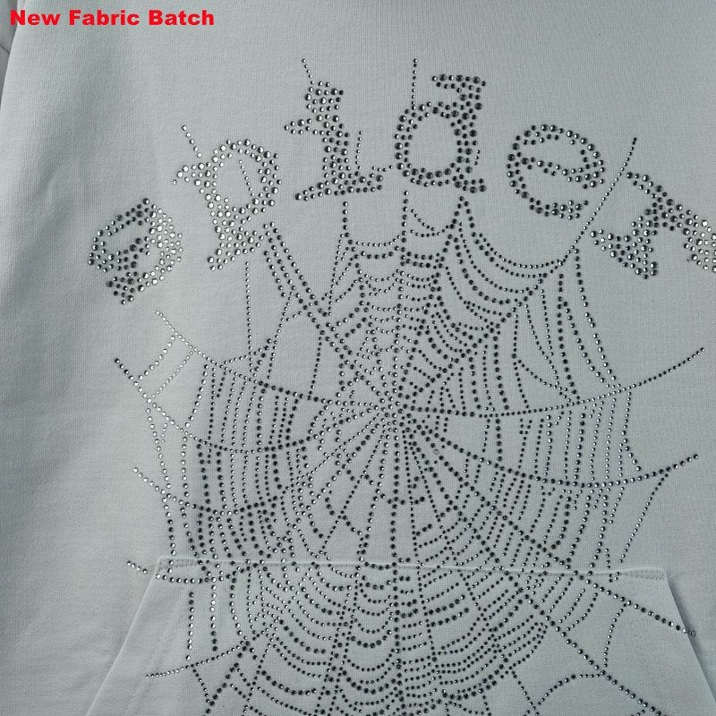Sp5Der Rhinestone Logo Hoodie White