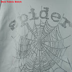 Sp5Der Rhinestone Logo Hoodie White