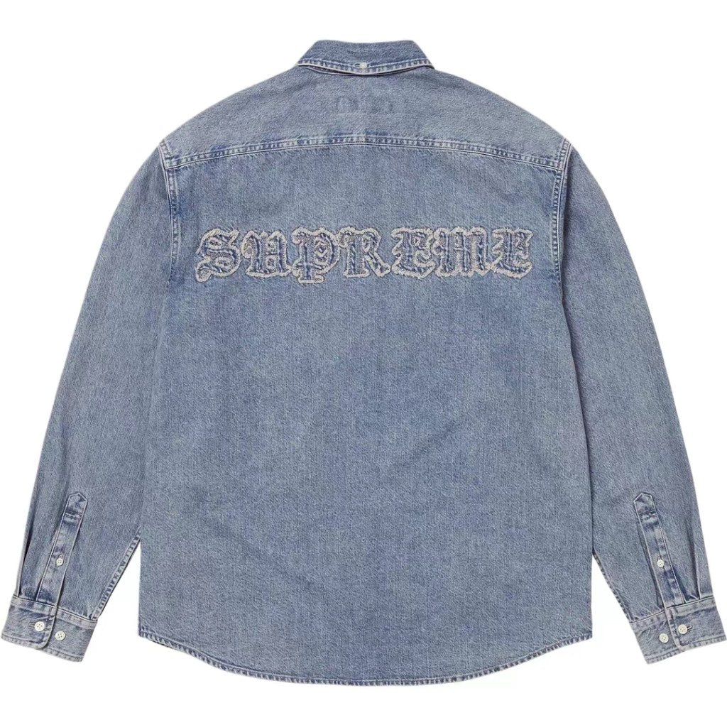 Supreme Gothic Logo Denim Button-Up Shirt