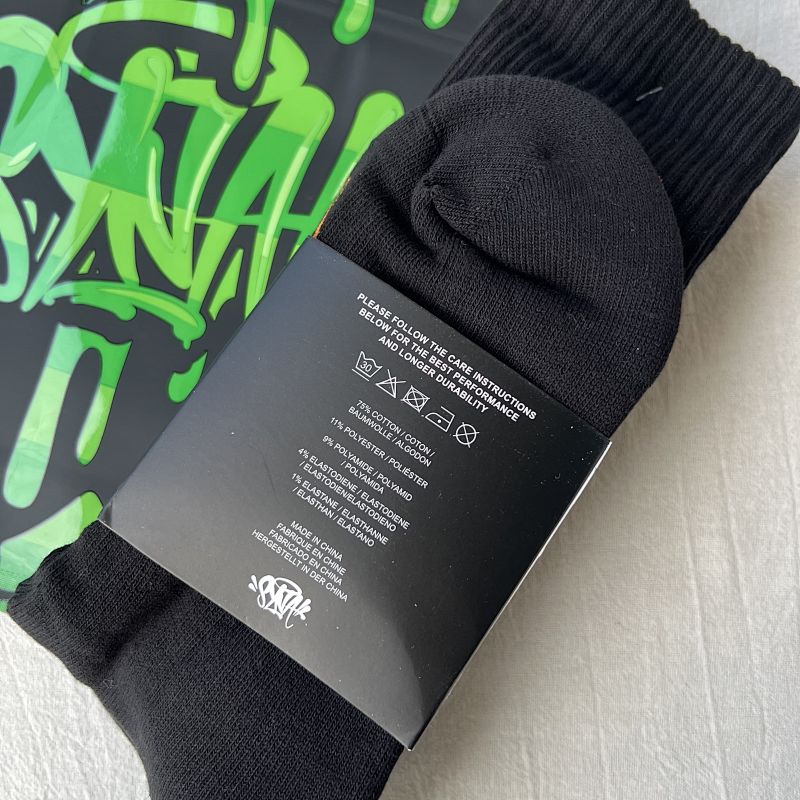 Black Crew Socks with Graffiti Logo Twin Pack
