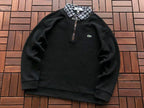 Lacoste Plaid-Collar Quarter-Zip Sweater