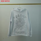 Sp5Der Rhinestone Logo Hoodie White