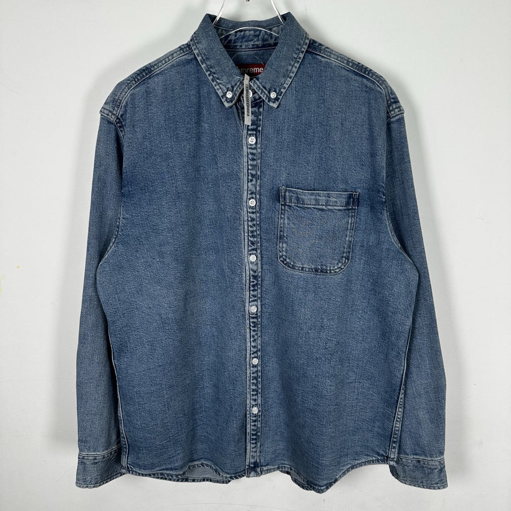 Supreme Gothic Logo Denim Button-Up Shirt