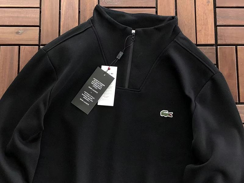 Lacoste Black Cream Quarter-Zip Sweater