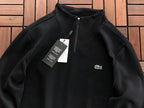 Lacoste Black Cream Quarter-Zip Sweater