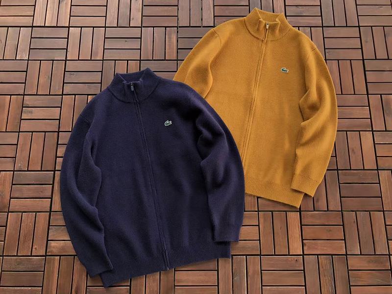 Lacoste Navy Mustard Quarter-Zip Sweater