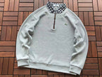 Lacoste Plaid-Collar Quarter-Zip Sweater
