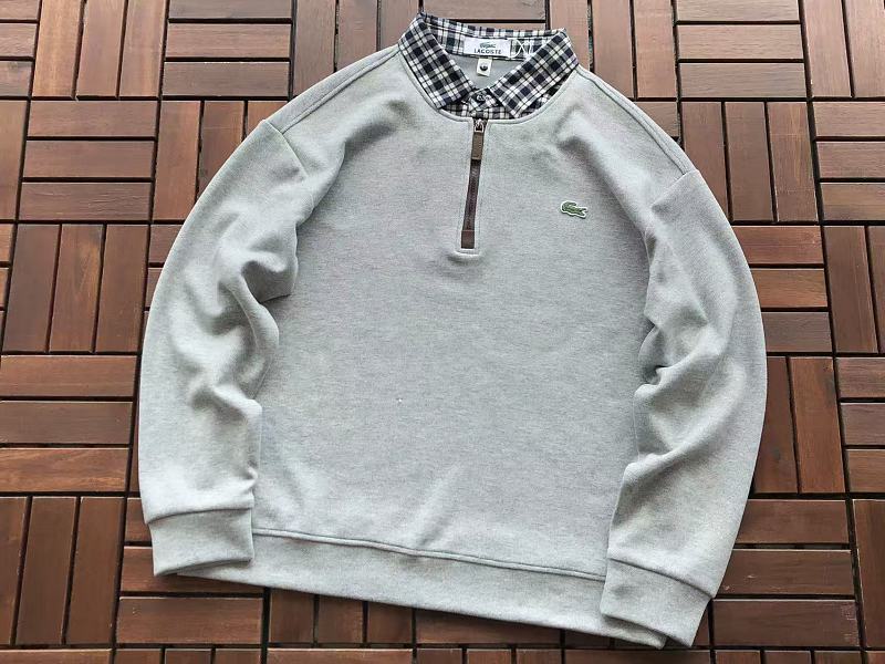 Lacoste Plaid-Collar Quarter-Zip Sweater