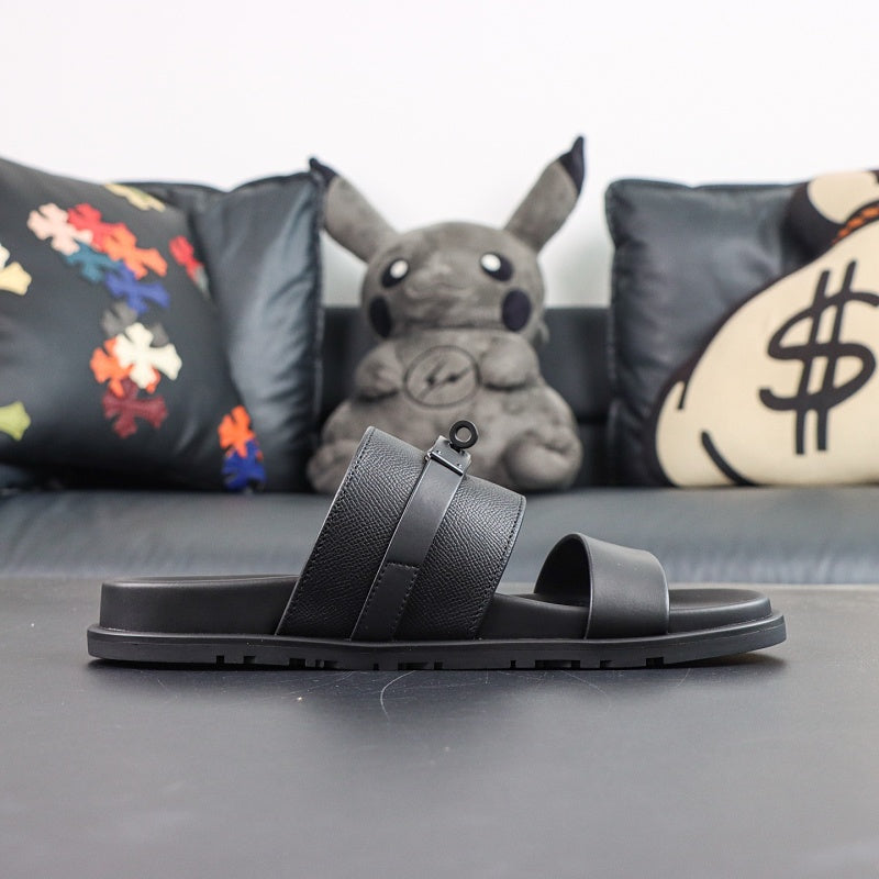 Hermes Extra Sandal - Black Epsom/Calfskin