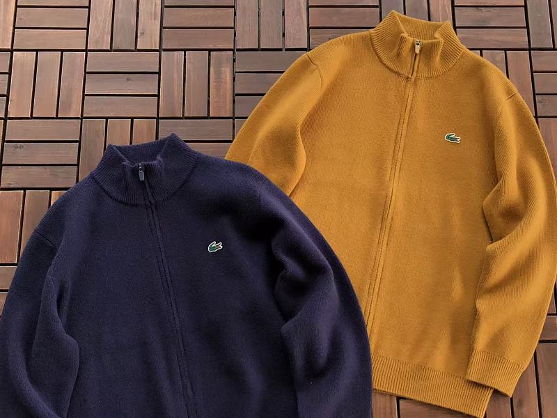 Lacoste Navy Mustard Quarter-Zip Sweater