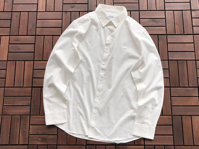Lacoste Navy White Long-Sleeve Button-Up Shirt