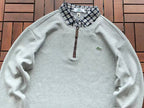 Lacoste Plaid-Collar Quarter-Zip Sweater