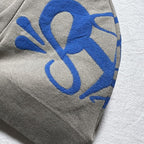 Grey Beanie Hat with Blue Graphic Logo