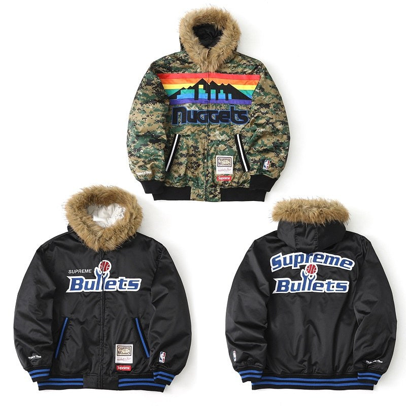 Supreme Basketball Fur-Trim Hooded Bomber Jacket