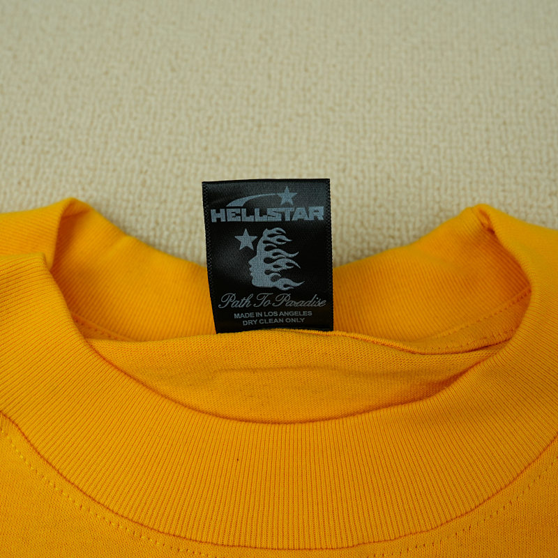 Hellstar Studios Jesus Emblem Short Sleeve Tee Shirt Yellow