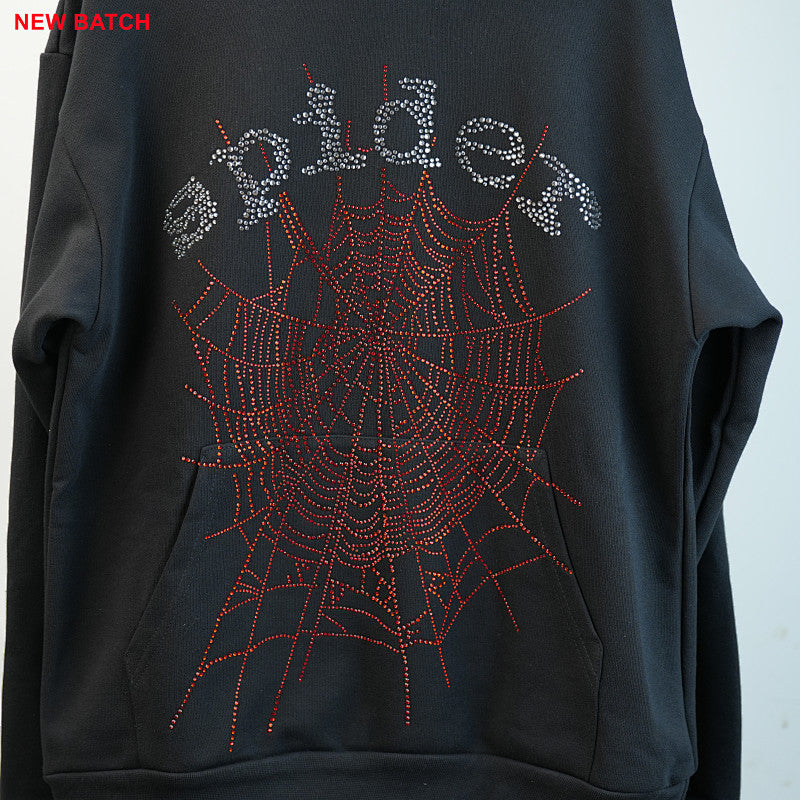 Sp5Der Rhinestone Logo Hoodie Black