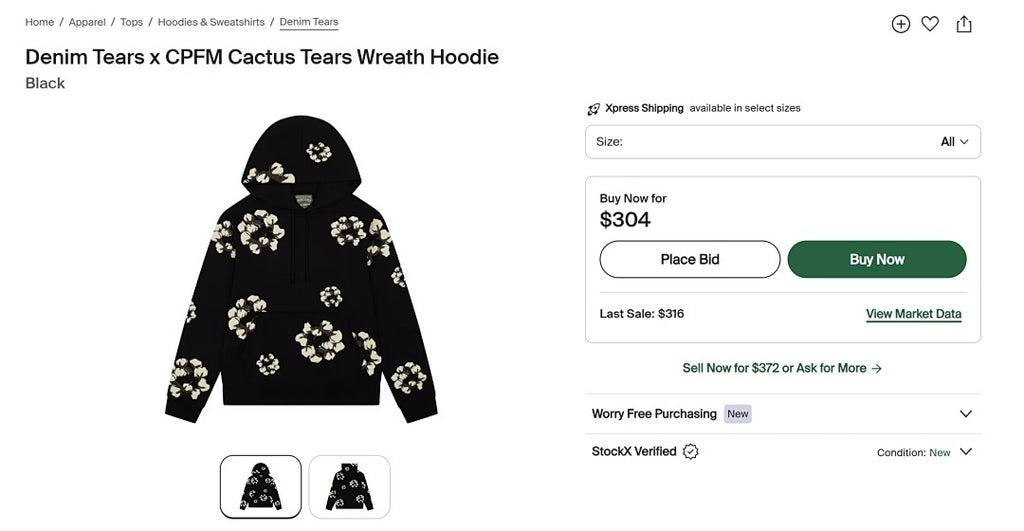 Denim Tears x CPFM Cactus Tears Wreath Hoodie