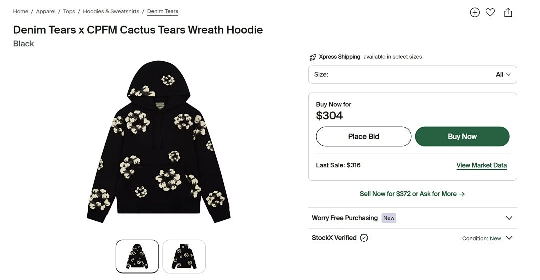 Denim Tears x CPFM Cactus Tears Wreath Hoodie