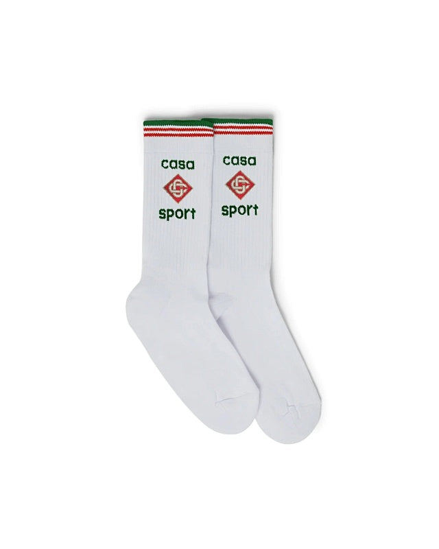 Casablanca Crew Socks - White/Green/Red