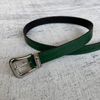 Crocodile-Embossed Belt - Green