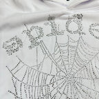 Sp5Der Rhinestone Logo Hoodie White