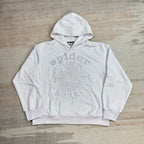 Sp5Der Rhinestone Logo Hoodie White