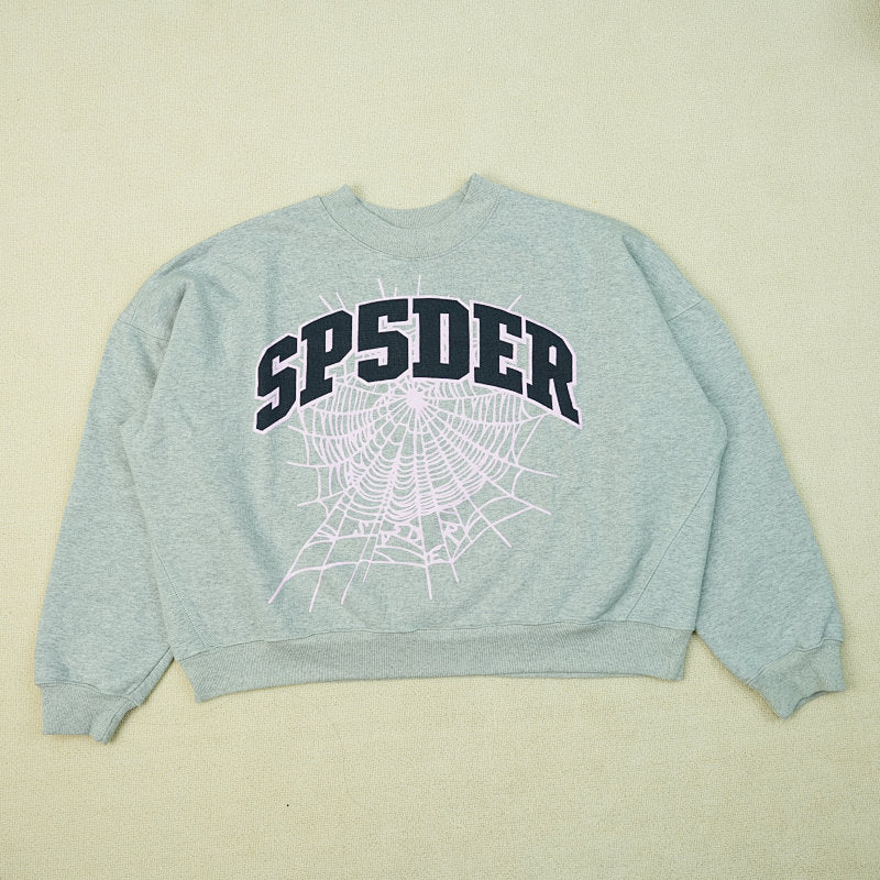 Sp5der Varsity Web Crewneck Heather Grey