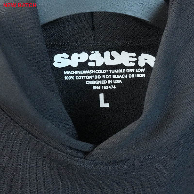 Sp5Der Rhinestone Logo Hoodie Black