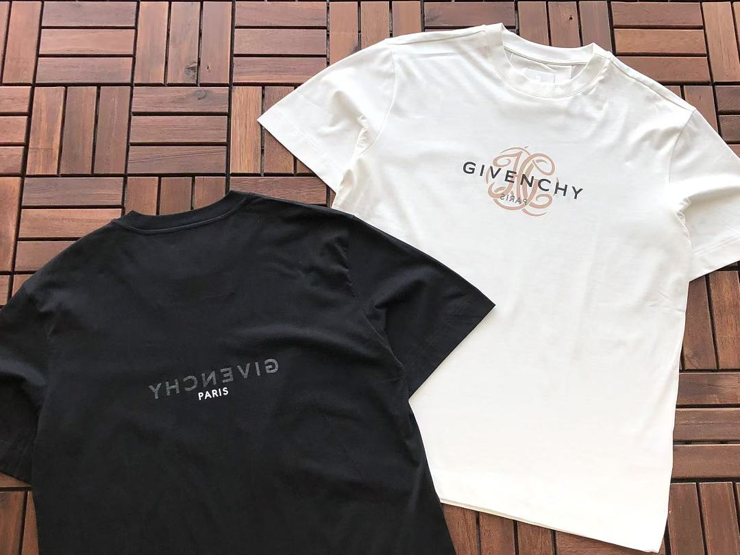 Black White Small Text Givenchy T-Shirt