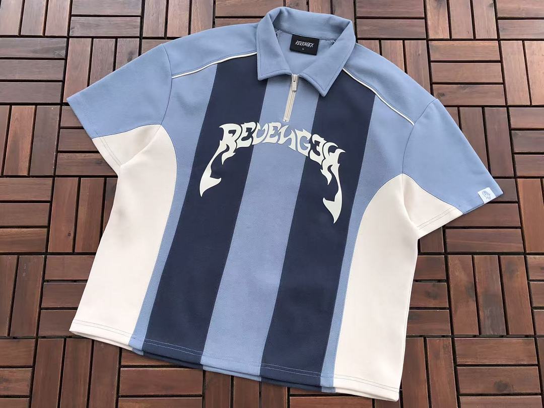 Striped Logo Evisu Short-Sleeve Shirt