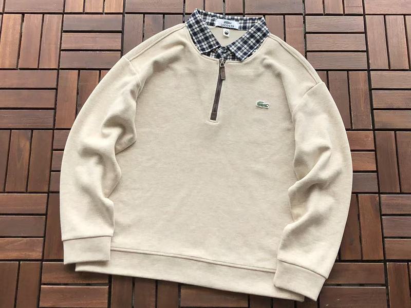 Lacoste Plaid-Collar Quarter-Zip Sweater
