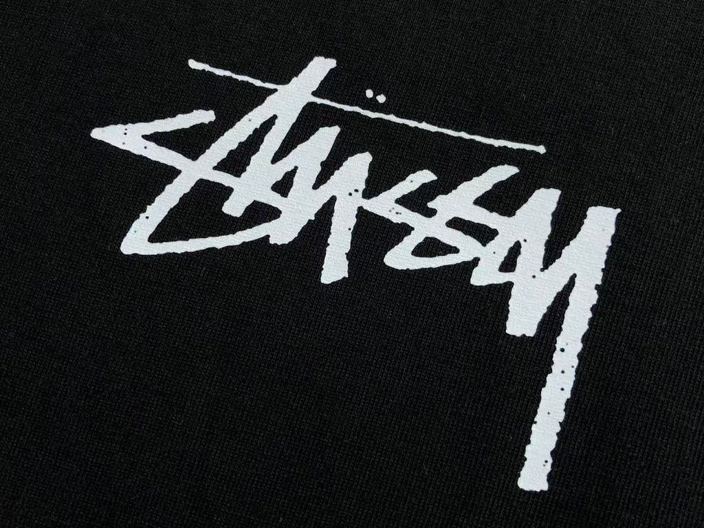 Black White Floral Graphic Stussy T-Shirt