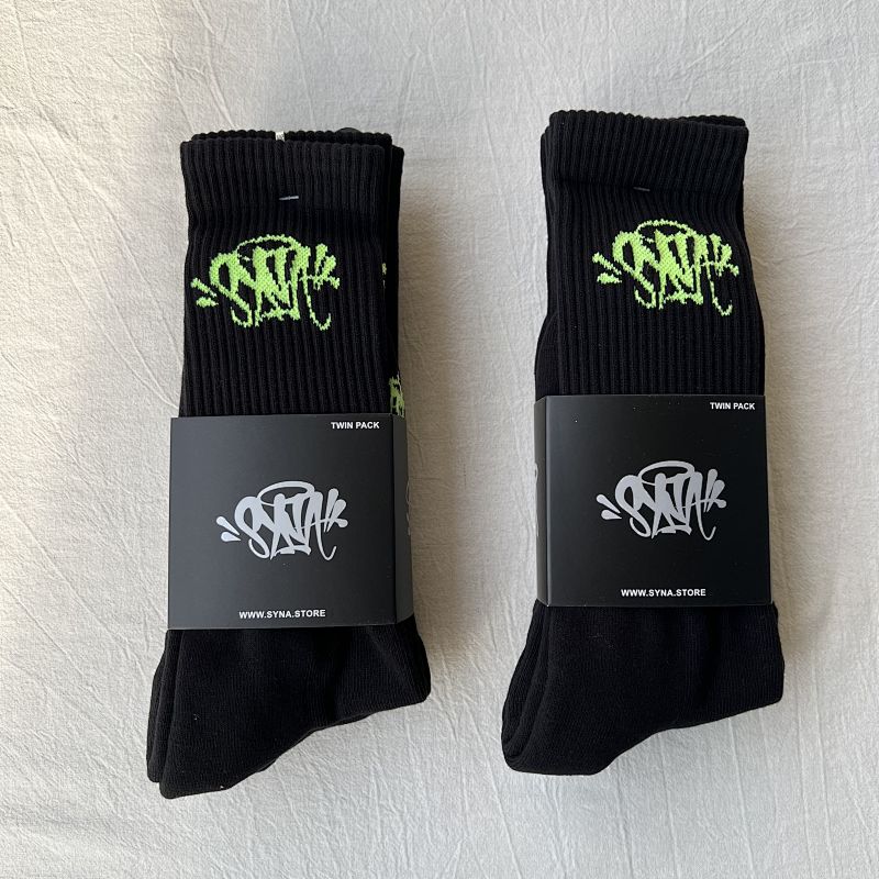 Black Crew Socks with Graffiti Logo Twin Pack
