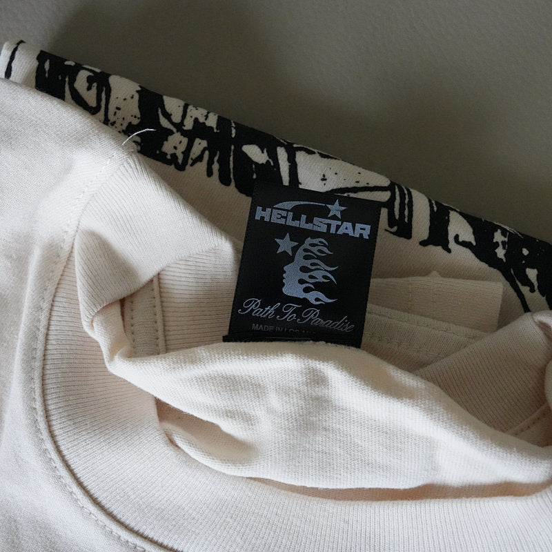 Hellstar Studios Cranium Short Sleeve Tee Shirt Cream