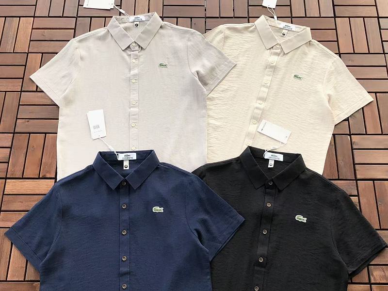 Lacoste Textured Short-Sleeve Button-Up Shirt