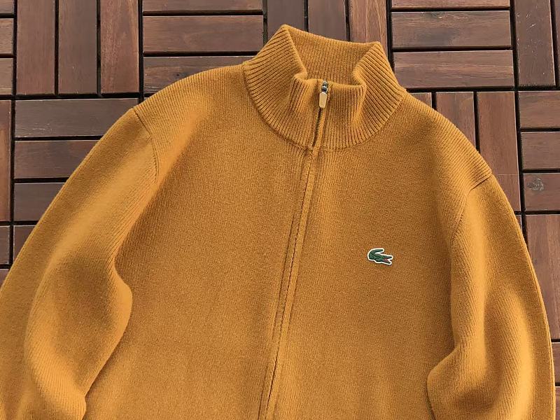Lacoste Navy Mustard Quarter-Zip Sweater