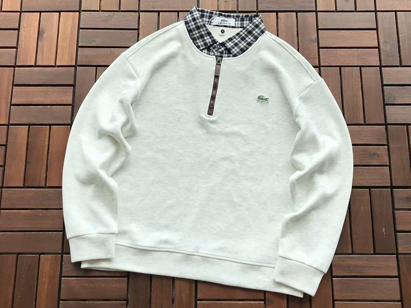 Lacoste Plaid-Collar Quarter-Zip Sweater