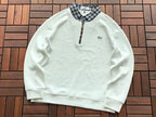 Lacoste Plaid-Collar Quarter-Zip Sweater