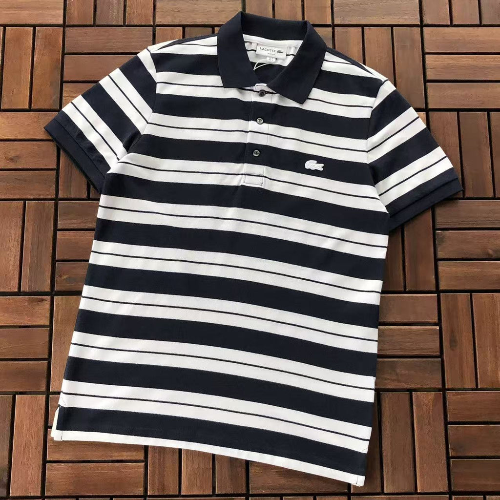 Lacoste Navy White Striped Polo Shirt